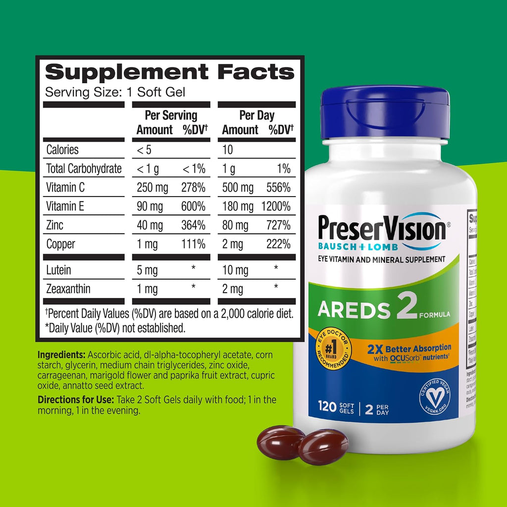 PreserVision AREDS 2 Eye Vitamins OCUSorb Formula, 120 Softgels