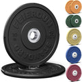 FEIERDUN Color Bumper Plate Set, 2-Inch Olympic Weight Plates, Low Bounce Rubber Barbell Plates with Stainless Steel Insert for Weightlifting, Strength Training, CrossFit & Home Gym, 10LB-370LB