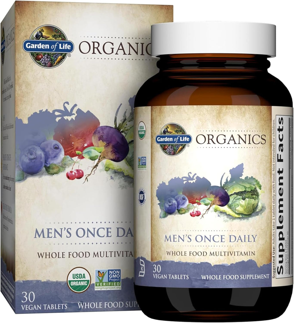 Garden of Life Organics Men's Once Daily Multivitamin, 30 Tablets | Organic Mens Vitamins & Minerals, Vitamin C, Zinc, Vegan, For Health & Well-Being, Whole Food
