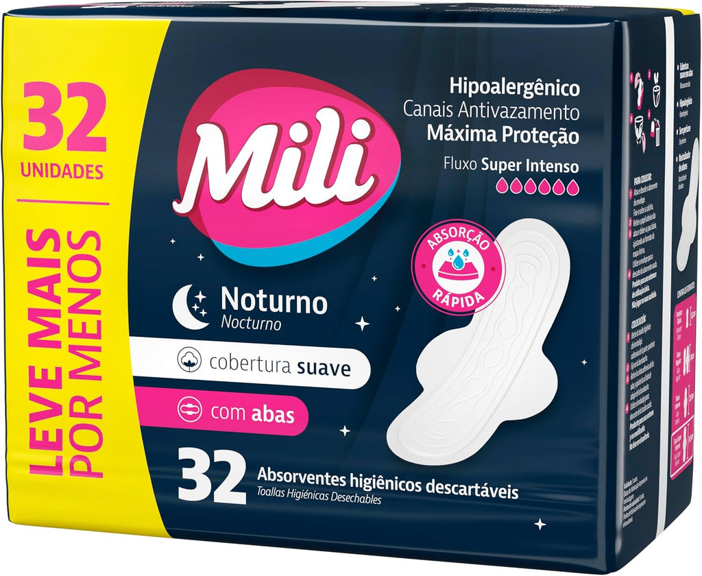 Mili Sanitary Pads With Wings Overnight 32 pieces