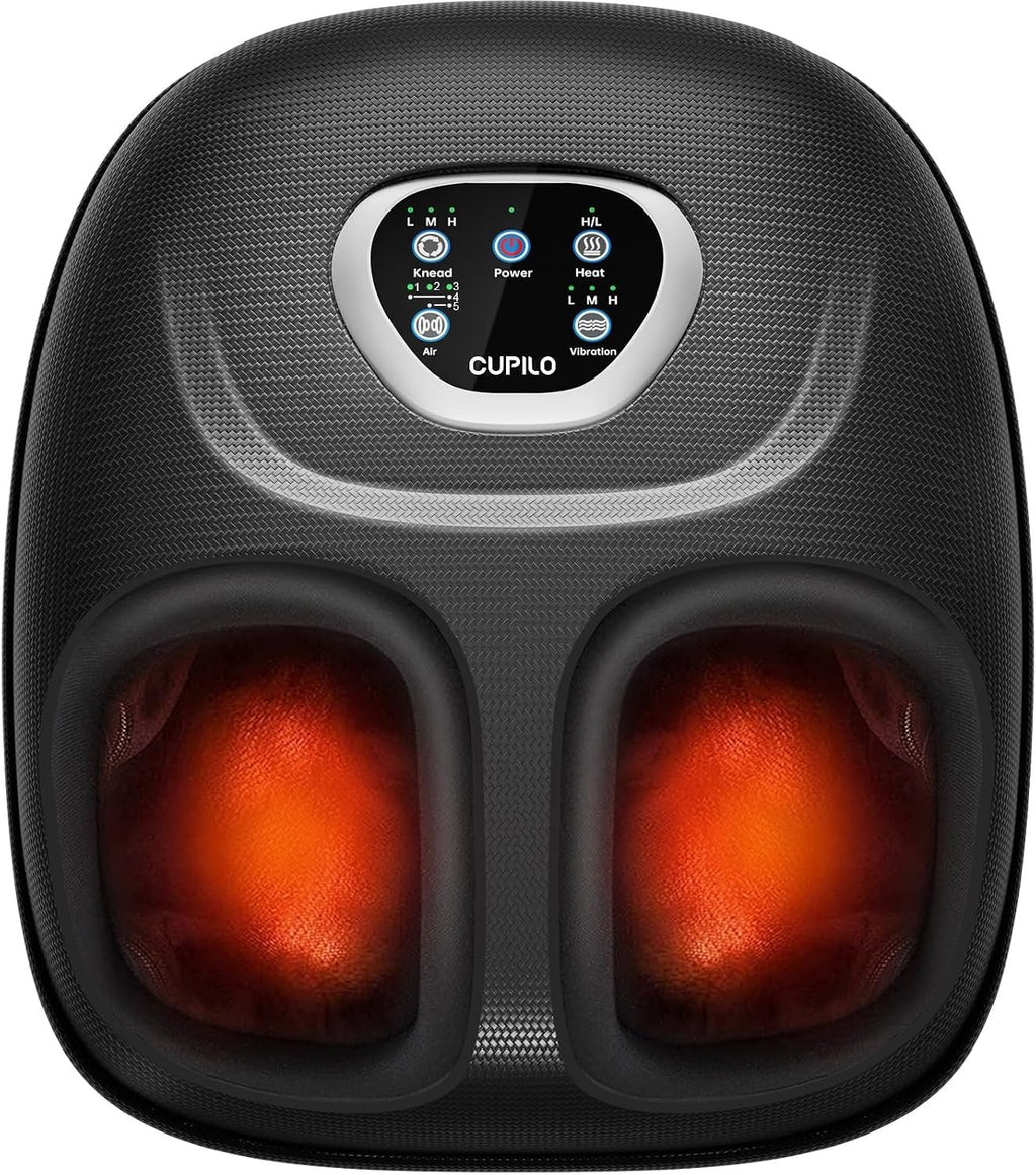 CuPiLo Foot Massager Upgraded FSA Eligible HSA, Birthday Gifts for Women | 5 Levels Compression & Vibration Massage for Plantar Fasciitis Relief, Heat & 3 Kneading, NTC Temperature Control