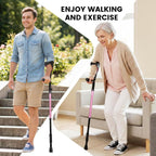 Forearm Crutches Spring Assist Crutches for Adults Not a Pair | Height Adjustable, Comfortable, Arm Crutches Forearm with Anti-Slip Tips,Walking Crutches with Cuffs for Seniors Rehab, Pink
