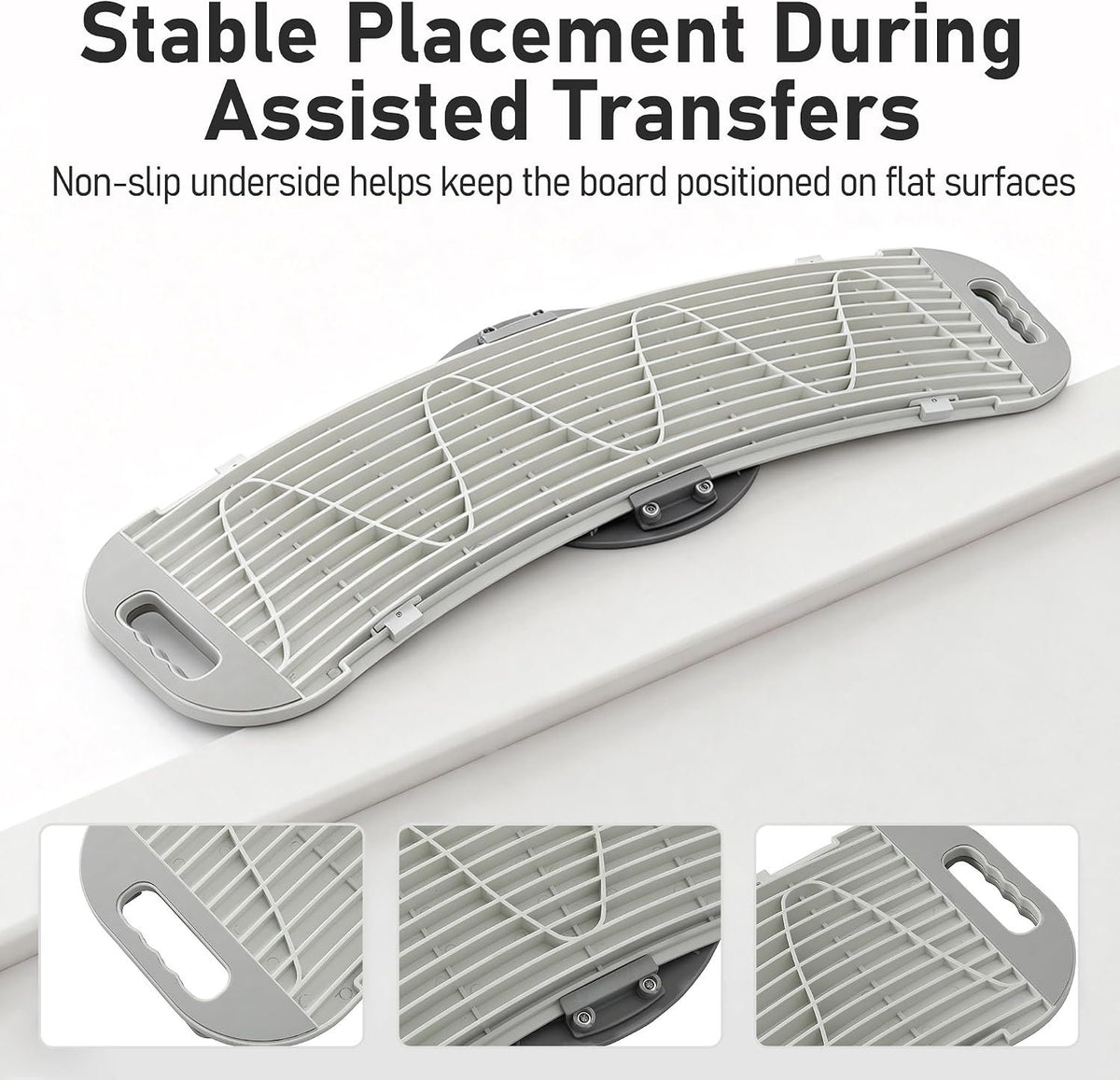 Rotating Transfer Board with Turntable & Dual Assisted Handles - FSA/HSA - Eligible Sliding Transfer Board for Wheelchair to Bed or Sofa, Non-Slip Home Care Mobility Aid for Seniors & Caregivers White