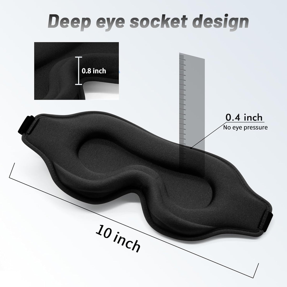 Sleep Eye Mask for Men Women, Lash Extensions 3D Sleeping Mask, Travel Blackout Night Blindfold Eye Shade Cover with Adjustable Strap (Black)