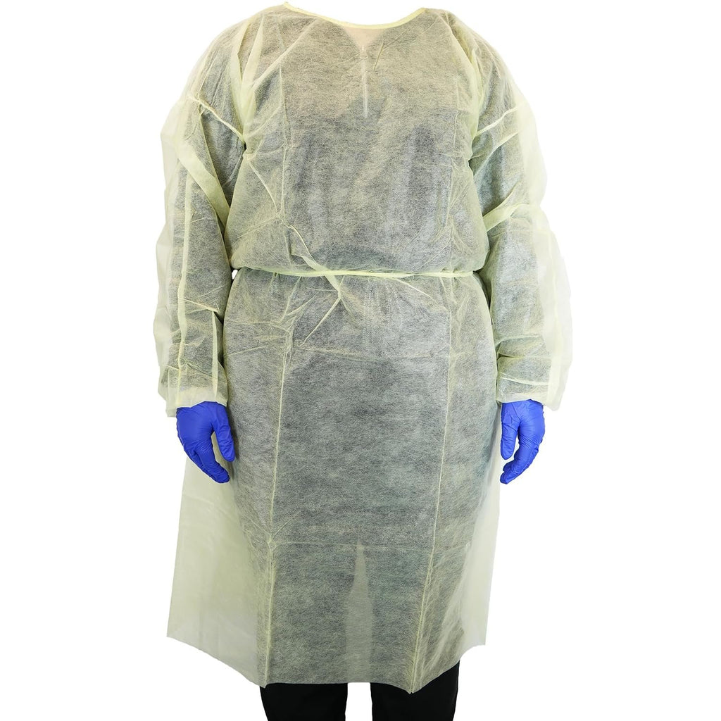 HCS PPE Gowns, Disposable, Medical, Yellow Cover Isolation Gown