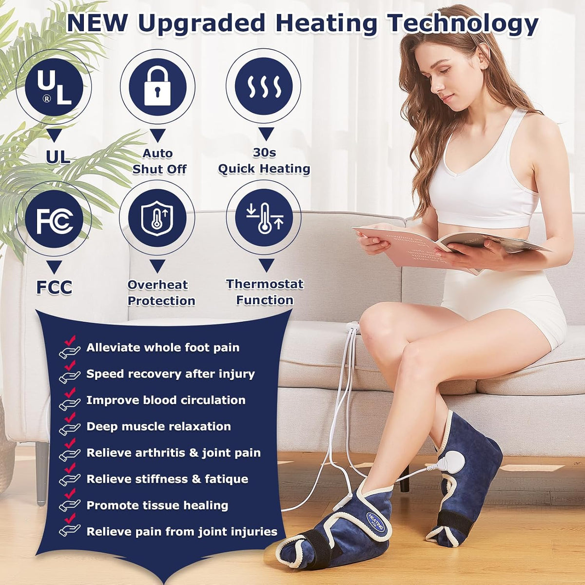 CAMECO 1 Pair Foot Heating Pad for Feet Neuropathy, Heated Foot Warmers for Women Men, Under Desk Plug in Foot Heat Therapy Pad for Feet & Ankles Plantar Fasciitis Pain Relief, 86-158? Temperature