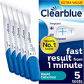 Clearblue Pregnancy Test, Rapid Detection Value Pack, Result As Fast As 1 Minute, 5 Tests