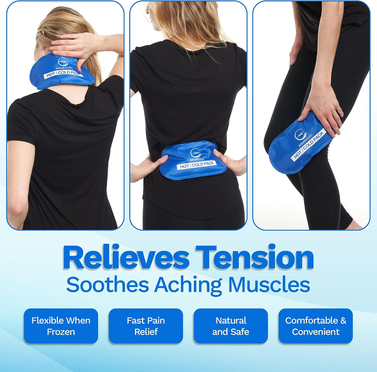 4 Pack Reusable Ice Packs for Injuries, Soft Gel Ice Packs for Sprains