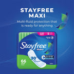 Stayfree Maxi Pads for Women, Super - 66 Count
