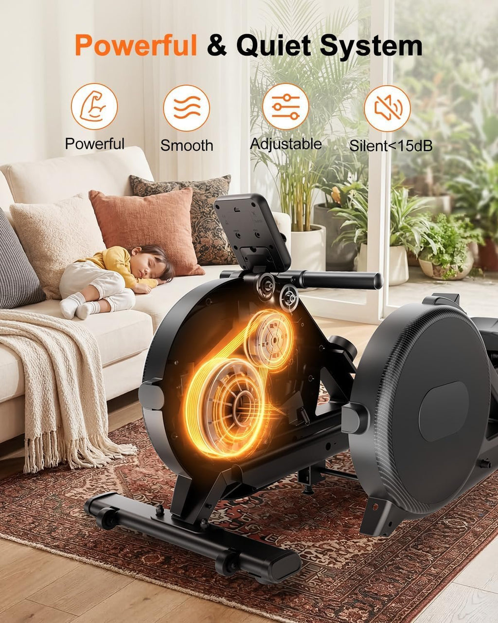 Superun Upgraded Rowing Machines for Home, Magnetic Rowing Machine with 32 Levels, Rower Machine of Quiet Resistance & 300LBS Weight Capacity, Row Machine with LED Monitor, App Supported