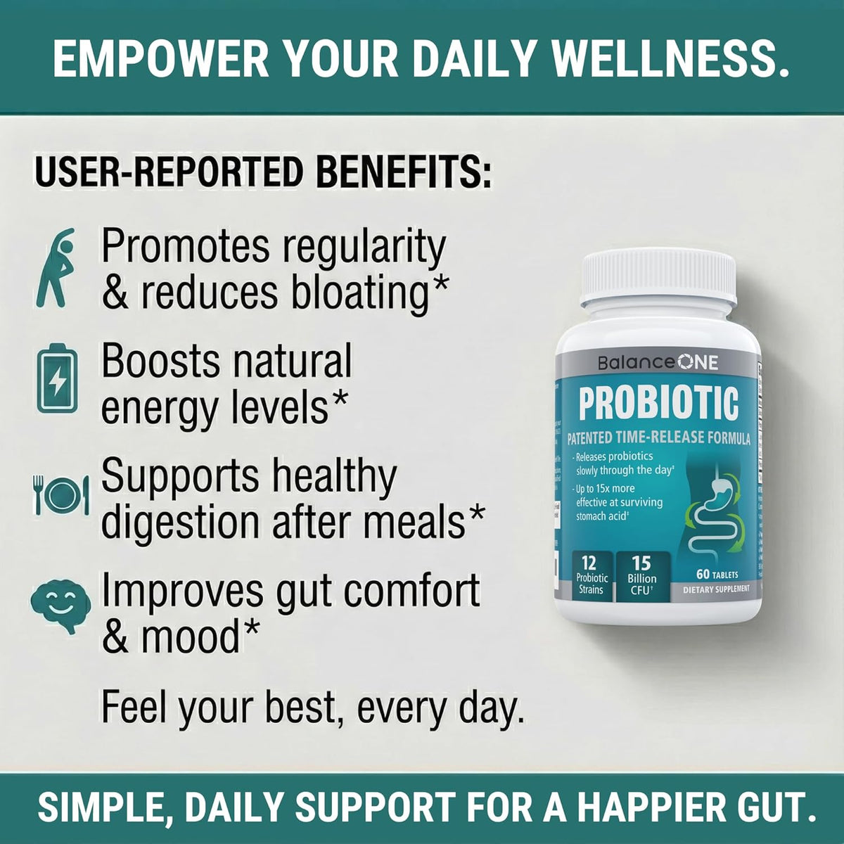 Lactobacillus Plantarum Acidophilus Probiotic Supplements 15 ml 60 tablets