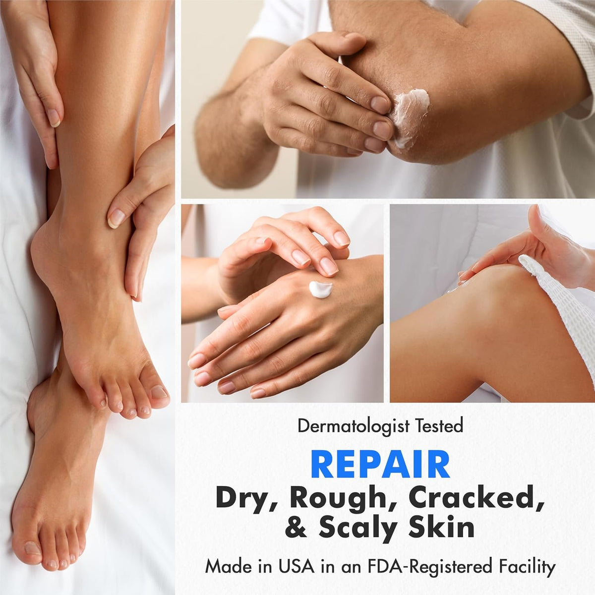 Ebanel Urea Cream 40% plus Salicylic Acid 2% for Dry Cracked Feet Skin, 2PK | Deeply Moisturizes & Softens Dry Cracked Heels, Feet, Knees, Elbows, Hands, Rough Dead Skin Callus Remover Toenail Softener