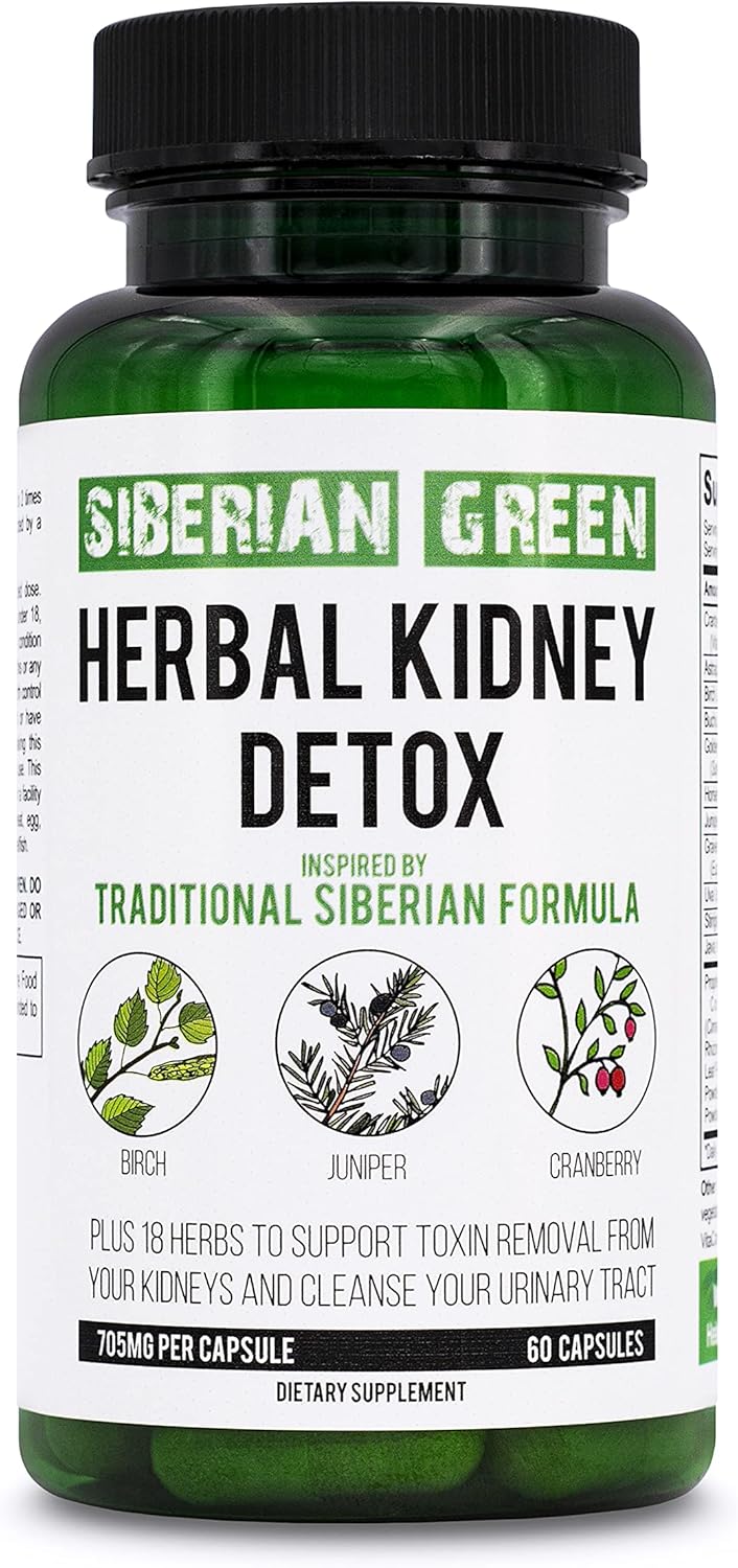 Siberian Green Herbal Kidney Detox 60 Capsules – Cranberry Birch Juniper Traditional Siberian Formula