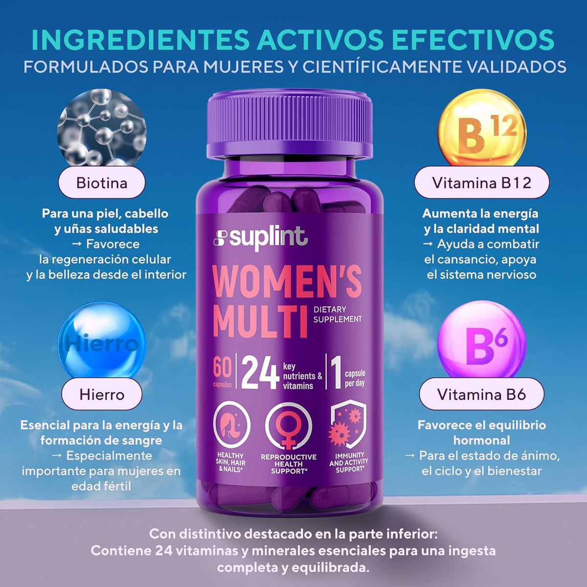Women's High Potency Multivitamins – A-Z Complex with Vitamin B6, Iron, Zinc and Vitex – 60 Capsules – Women's Multivitamin Complete with Vitamins and Minerals