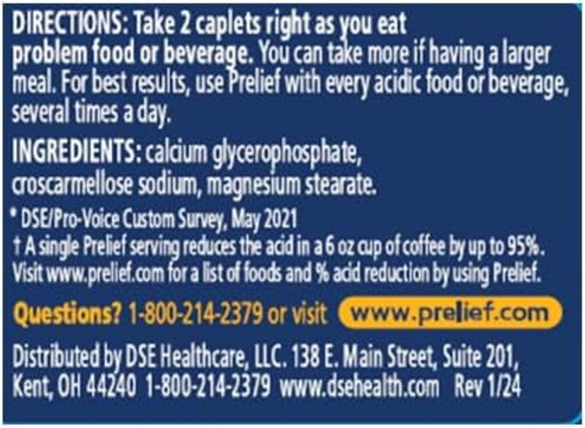 PRELIEF Acid Reducer Caplets Dietary Supplement, 120 Count