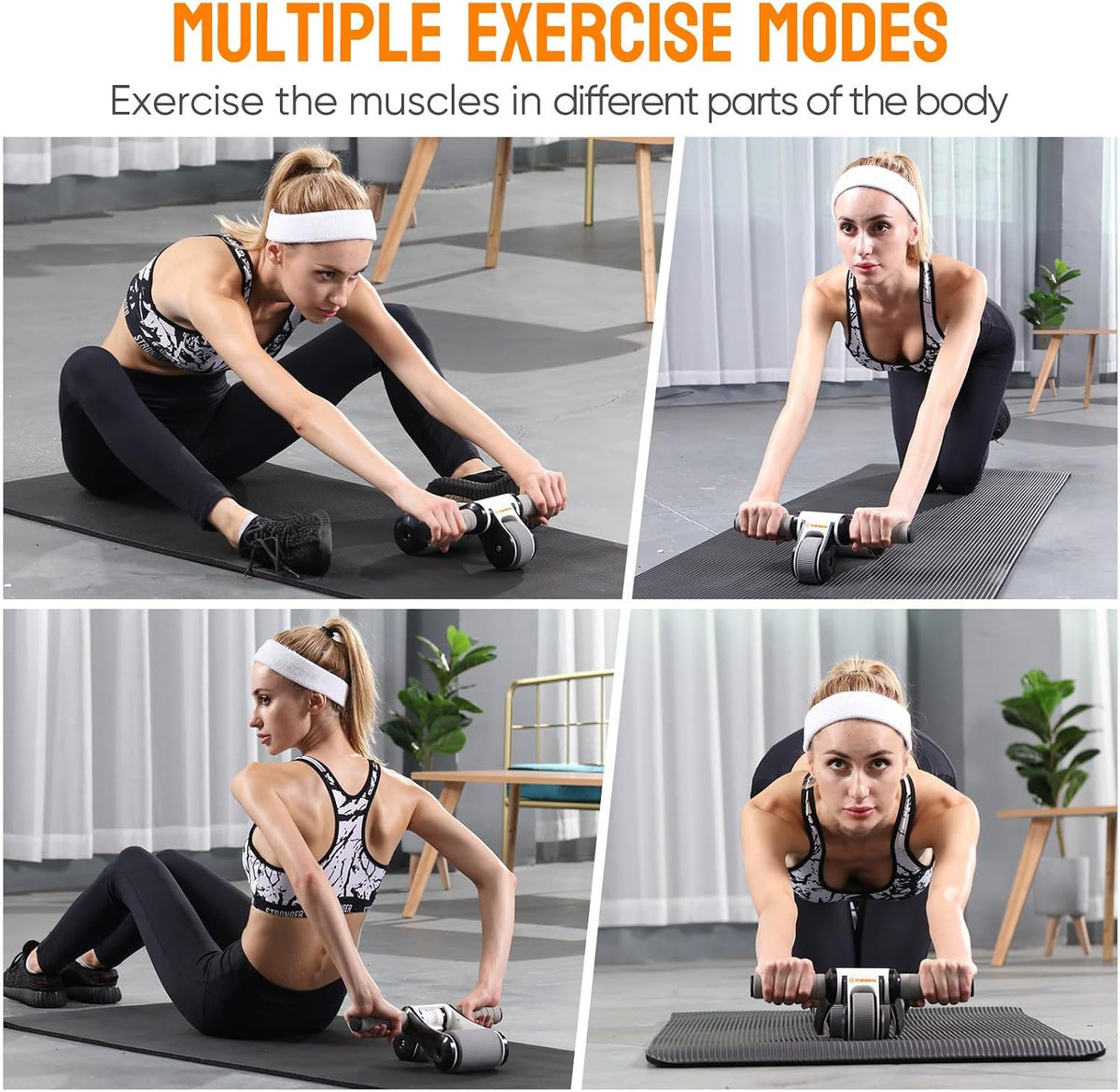 Portable Ab Roller Wheel with Knee Pad & Storage Bag, Foldable Design Quiet Wheels with Smooth Bearings, At Home Gym Travel for Strength Training
