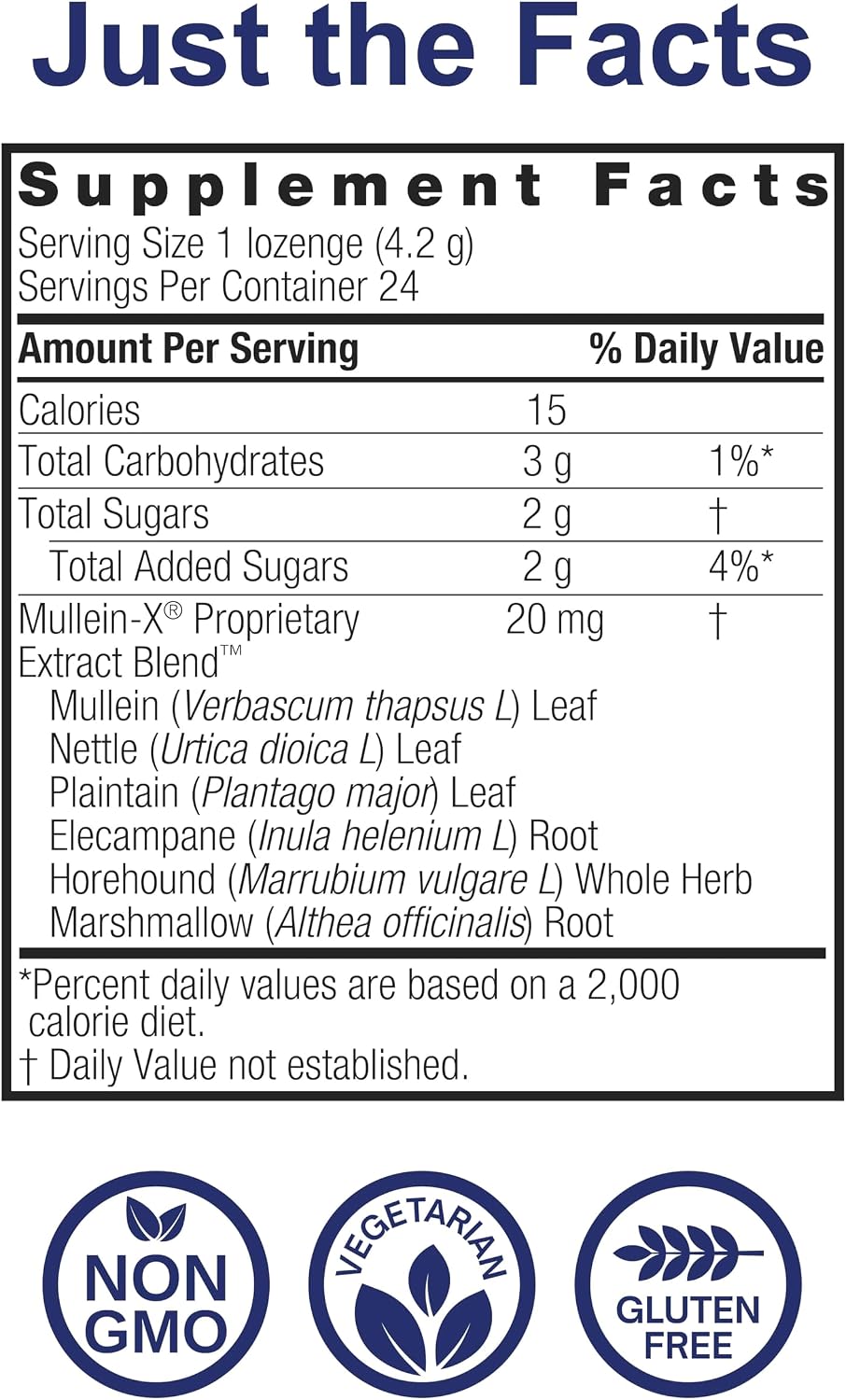 Nature's Answer Mullein-X Respiratory Soothing Throat Lozenges 24-Count - Alcohol-Free Herbal Cough Support with Mullein, Marshmallow, English Ivy & Honey - Non-GMO, Gluten-Free
