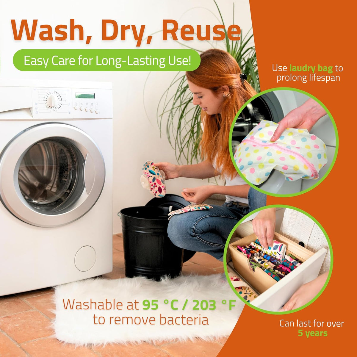 Waschbare Panty Liners Reusable Organic