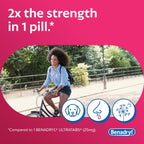 Benadryl Extra Strength Allergy Tablets, 50 mg Diphenhydramine HCl, 24 Ct | Antihistamine Tablets for Allergy Relief of Allergy Symptoms Due to Hay Fever or Other Upper Respiratory Allergies