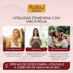 Red Maca BIO Peruana - 180 capsules of Red Maca with vitamin C - Vitality and feminine balance - 3,200 mg per daily dose (equivalent to 12,800 mg of Peru root) - Certified organic