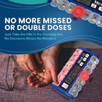 Med-Q Electronic Pill Dispenser with Alarm for Dementia and Elderly | Beeps louder until pills are taken, flashing light shows which box to open, repeats every 30 minutes if missed