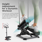 Sunny Health & Fitness Smart Stair Stepper w/Handlebar & Resistance Bands | 330 lb Capacity, Adjustable Handlebar & Step Height, Stair Climber, Device Holder, Hydraulic Resistance, SunnyFit App