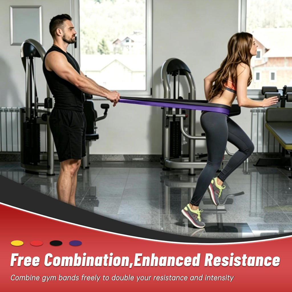4-Level Resistance Bands for Working Out, Pull Up Assistance Bands | 5-85 LBS Resistance, Fitness, Full-Body Training, Physical Therapy & Stretch Workout, for Men, Women, Home, Outdoor, Gym Use