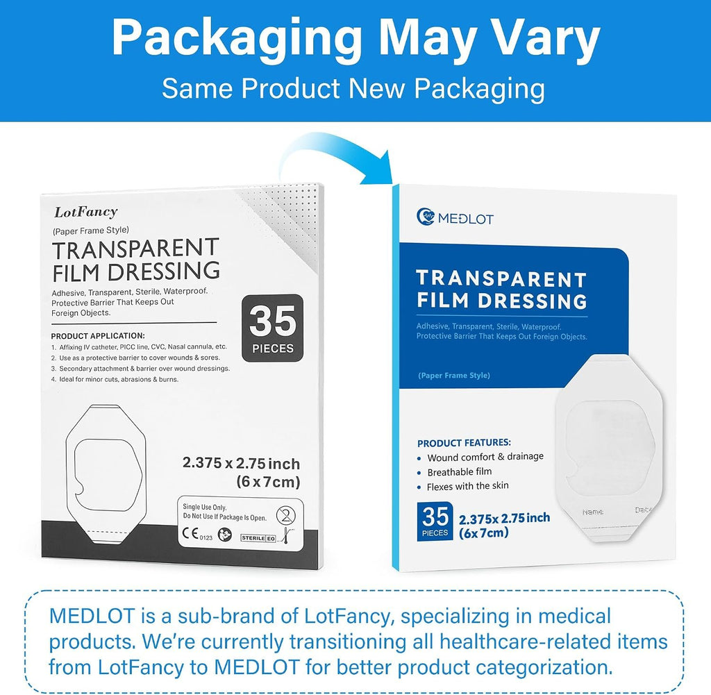 LotFancy Transparent Film Dressing, 2.37"x2.75", Clear Waterproof Bandages