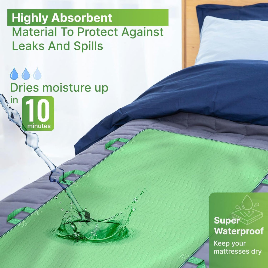 Simply Seniors Absorbent Positioning Bed Pads with 8 Handles 34"x52"- 1Pack