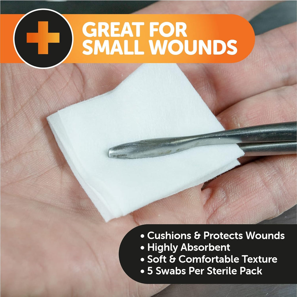 Sterile Gauze Swabs, 5cm x 5cm, Pack of 100