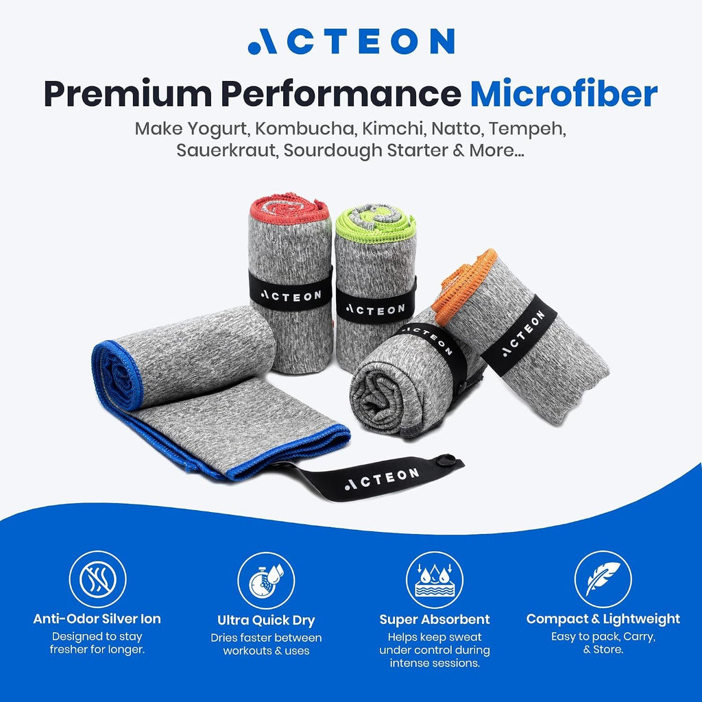 Acteon Microfiber Gym Towels 5 Pack, Quick Dry Silver ION Odor-Free Sweat Towel, Super Absorbent Fast Drying for Men & Women, Workout, Yoga, Running, Hiking, Travel – 16x30.5 Inch
