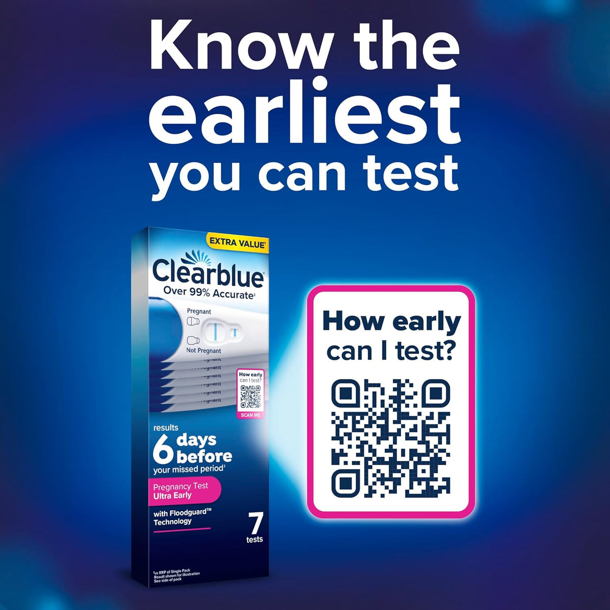 Clearblue Pregnancy Test, Ultra Early Detection (10 mIU/ml) Value Pack, Results 6 Days Early, 99% Accurate Results, 7 Tests