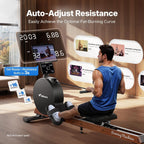MERACH Pro-Grade Rowing Machines for Home, Smart Magnetic Rowing Machine with Self-Generation, Double Resistance and 400 LBS MAX Load, Wooden Tracks for Silent Sliding