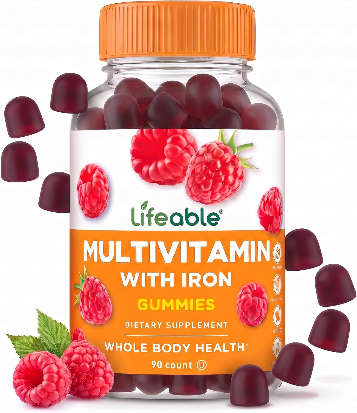 Lifeable Multivitamin with Iron Gummies for Women and Men, 90 Count
