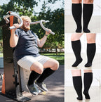 Compression Socks Woman Man: Compression Stockings Plus Size Wide Calf 20-30 mmHg for Obese Pregnant Varicose Veins Sports Travel Flight XXL-7XL Black Beige 1 Pair
