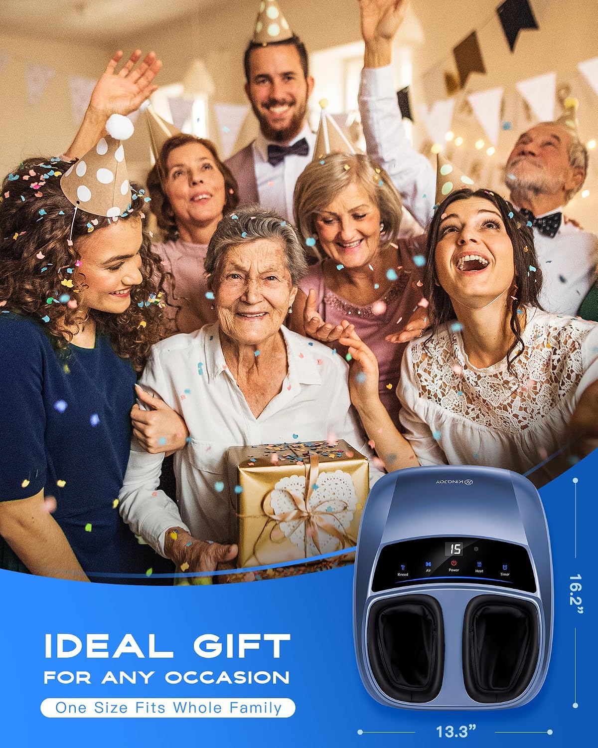 Foot Massager with Heat for Neuropathy and Plantar Fasciitis Relief | Deep Kneading FSA Eligible HSA Shiatsu feet massager, Multi-Level Modes, Remote Control, Self Care Gift for Mom Dad,Size 14