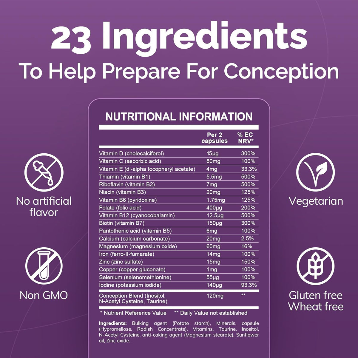 Conceive Plus Women's Fertility Support - Supports Menstrual Regularity & Hormonal Balance - Fertility Supplements for Women with Folate, Vitamin C, Zinc, & Inositol - Prenatal Vitamins - 60 Capsules