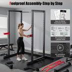 SPORTSROYALS Power Rack, Multi-Functional Power Cage, Squat Rack with Pulley System & LAT Pull Down, Workout Cage with J Hooks for Home Gym