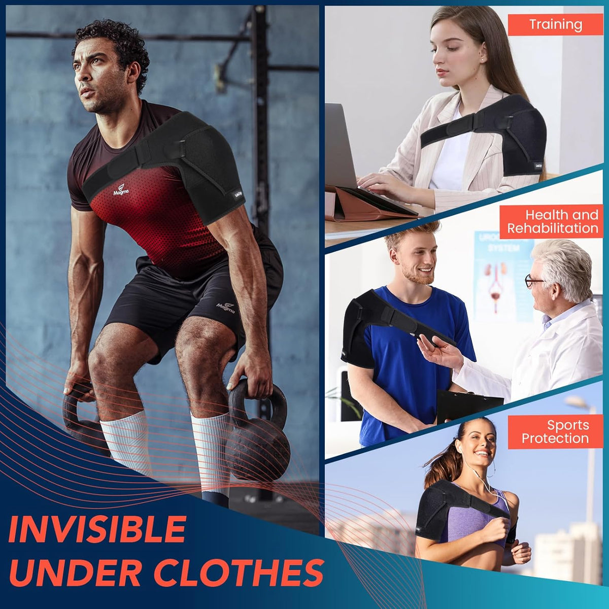 Shoulder Brace with Adjustable Compression Sleeve Rotator Cuff Support & Arm Sling, Hot/Cold Pack Compatible, Breathable Stabilizer for Pain Relief, Fits Left/Right Arm, Men & Women (Large) (Large)