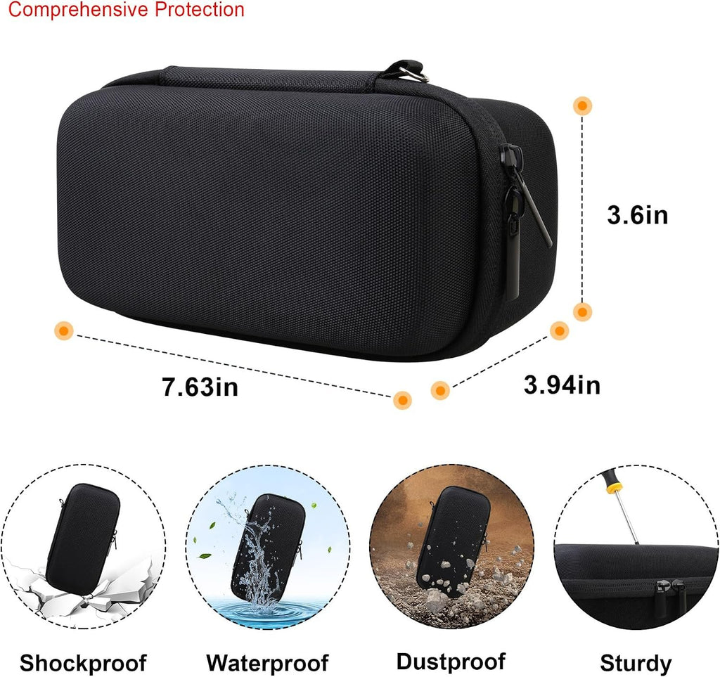 Elonbo Carrying Case Compatible with Portable Handheld Inhaler Nebulizer Machine, Asthma Inhaler/Handheld Atomizer Machine Hard Travel Bag, Mesh Pocket Fits Charging Cable, Black+inside Orange