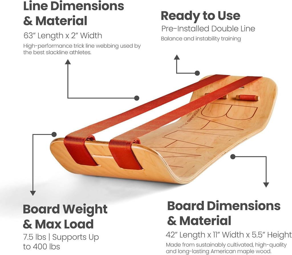 GIBBON SlackBoard, Balance Board Kids & Adults, Slackline Balance Trainer