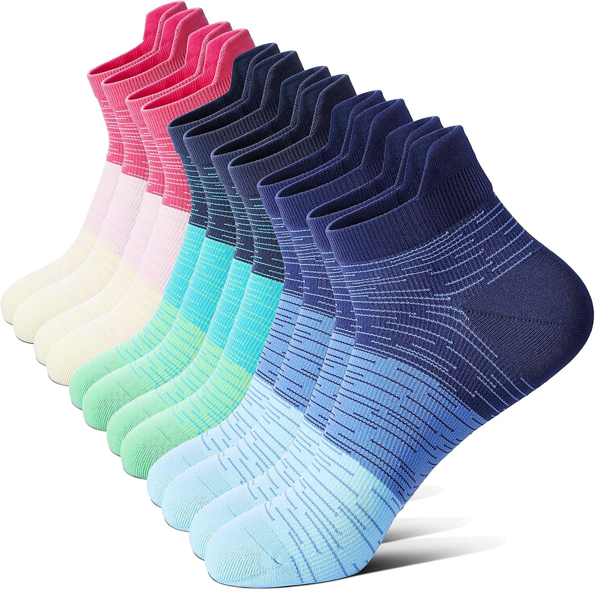 Ankle Compression Socks for Men and Women, 6 Pairs Low Cut Running Athletic Socks for Flying Travel Nurses Pregnancy