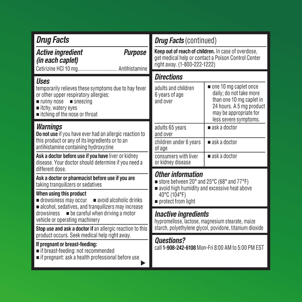 24-Hour Allergy Medicine 500-Count Non-Drowsy Antihistamine for Pollen, Hay Fever, Dry, Itchy Eyes, Allergies | Cetirizine HCl 10mg Tablets, Compare to Leading Brand