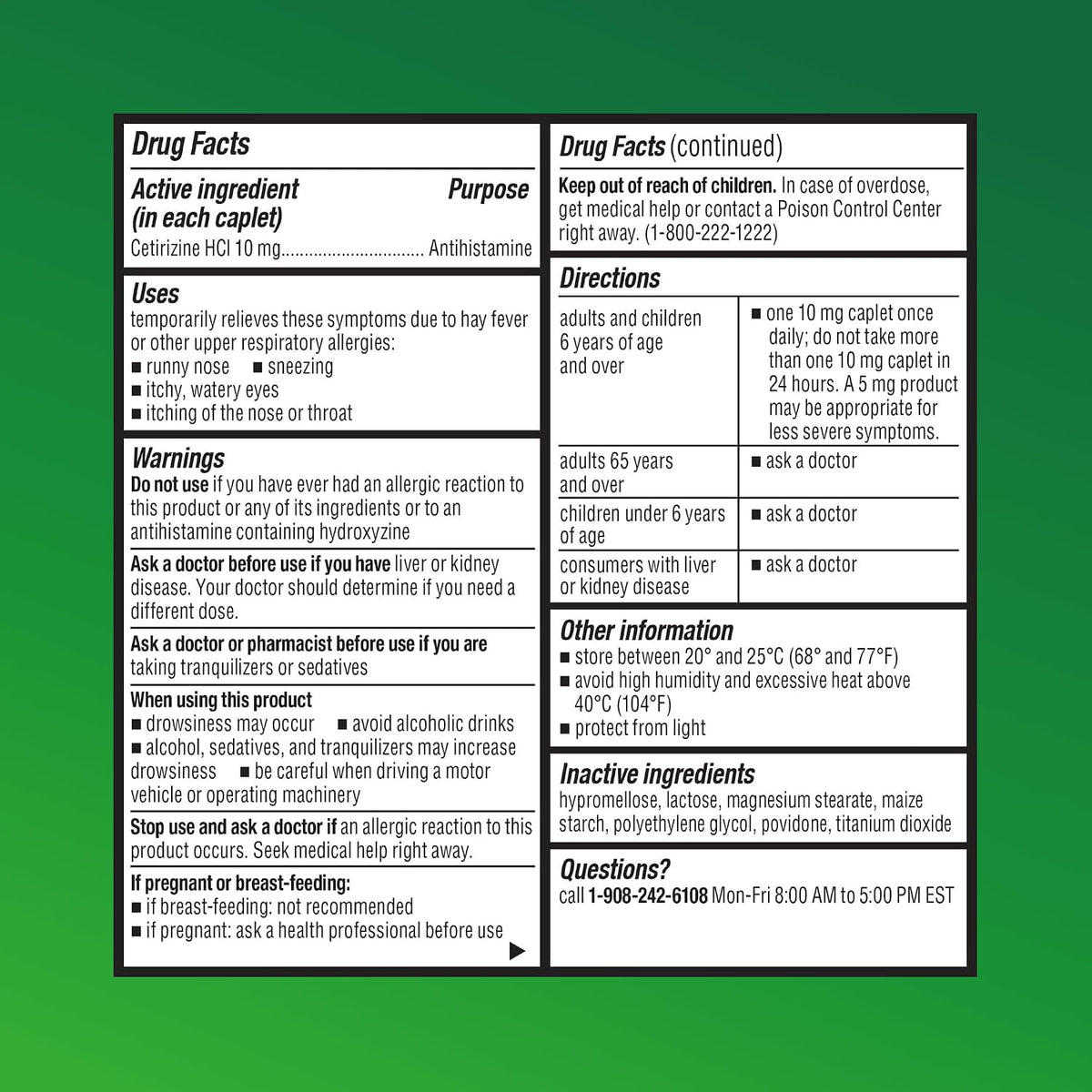 24-Hour Allergy Medicine 500-Count Non-Drowsy Antihistamine for Pollen, Hay Fever, Dry, Itchy Eyes, Allergies | Cetirizine HCl 10mg Tablets, Compare to Leading Brand