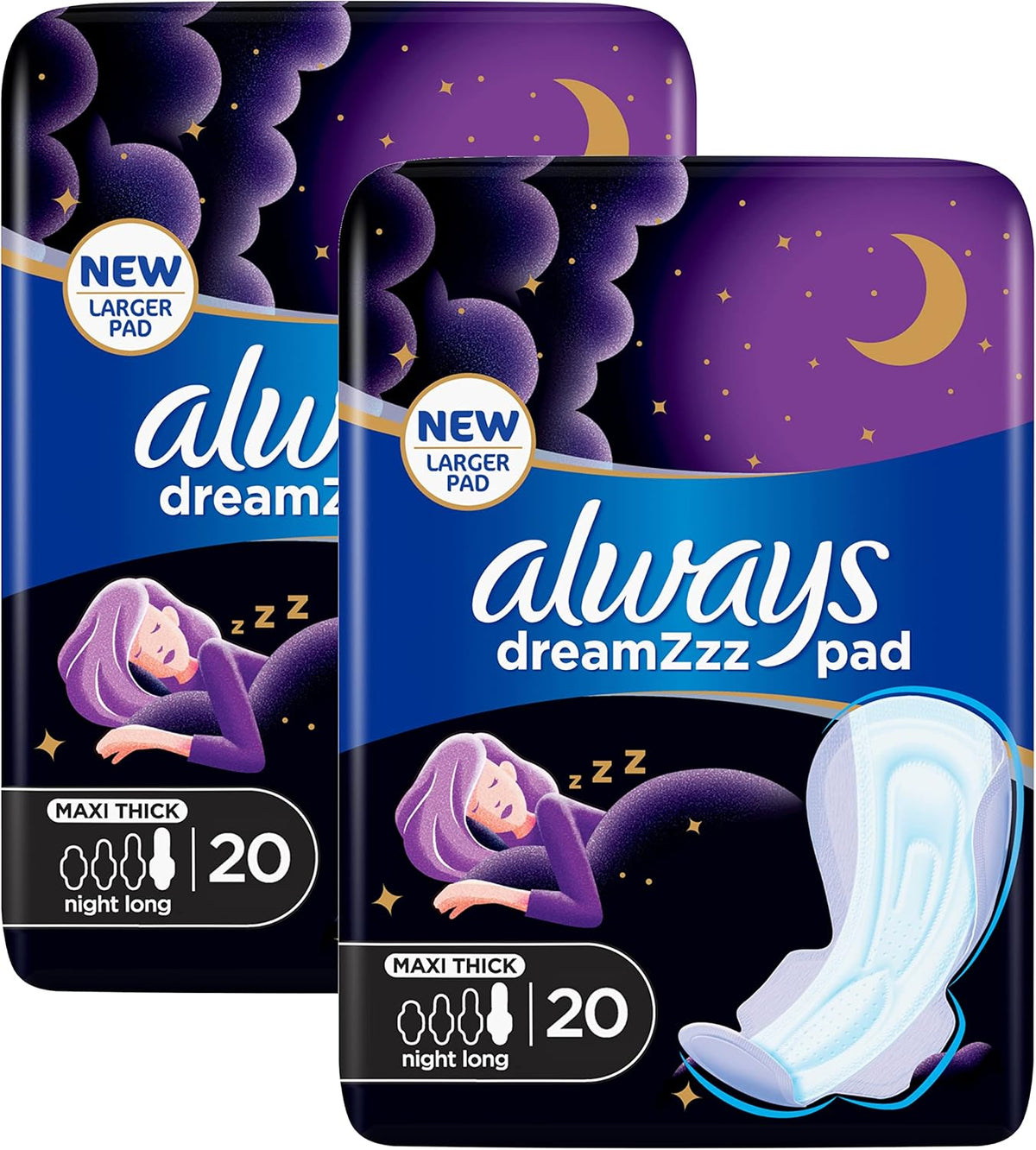 Sanitary Pads With Wings Overnight 20 pieces