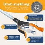 EZPIK Pro 43" Foldable Grabber Reacher Tool for Seniors - Grabbers for Elderly Reaching Tool Heavy Duty Pickup Trash Picker Upper Equipment - Claw Grabber Stick for Reaching Aids, Weed Gripper