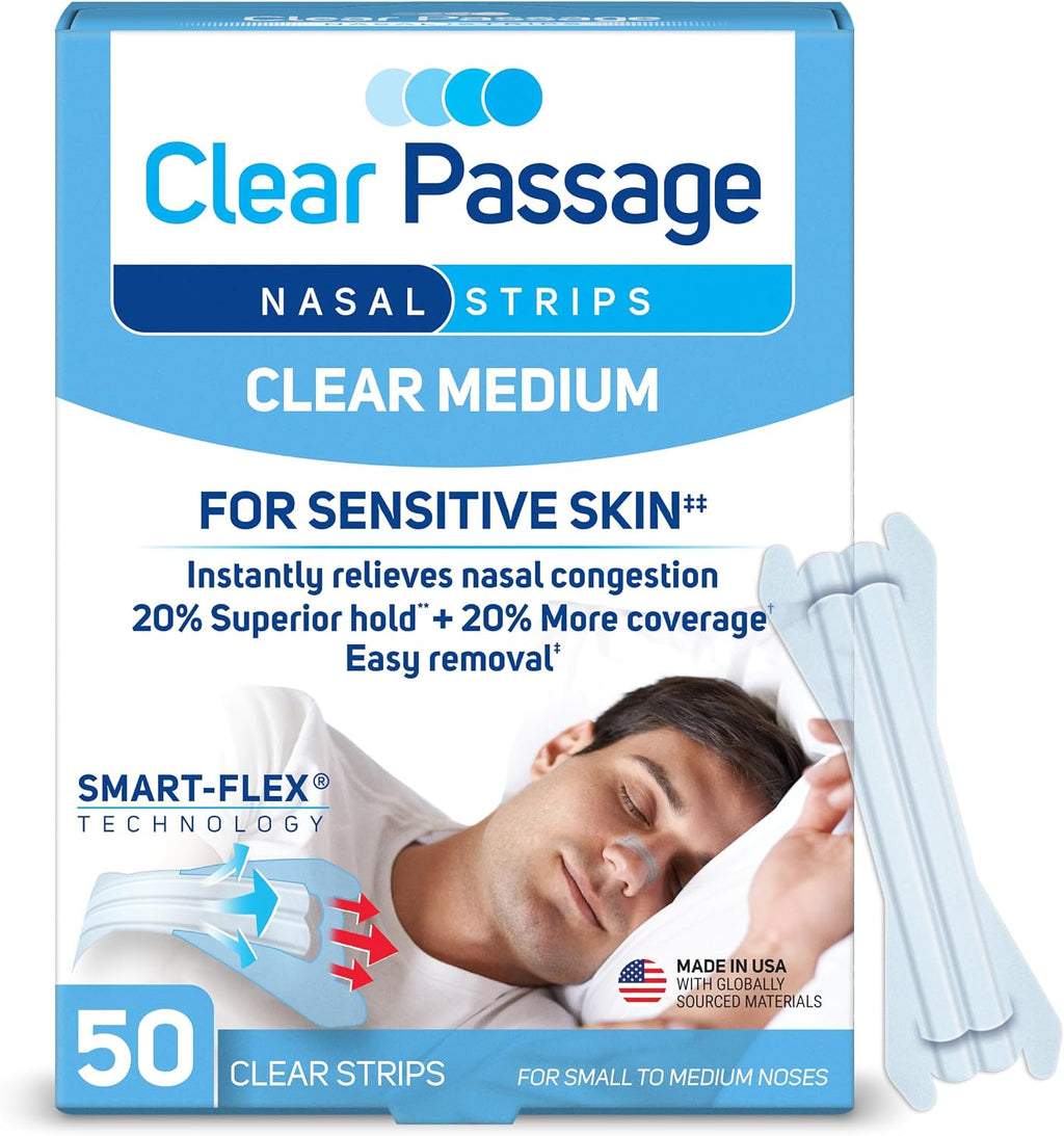 Clear Passage Nasal Strips, Clear Medium, 50 Count