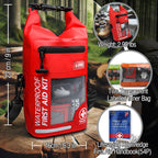 250 PCS Waterproof First Aid Kit, Roll Top Reflective Boat Dry Bag Bug Out Bags, Emergency Medical Kit Ideal for Boating, Camping, Fishing, Kayaking, Floating, Red