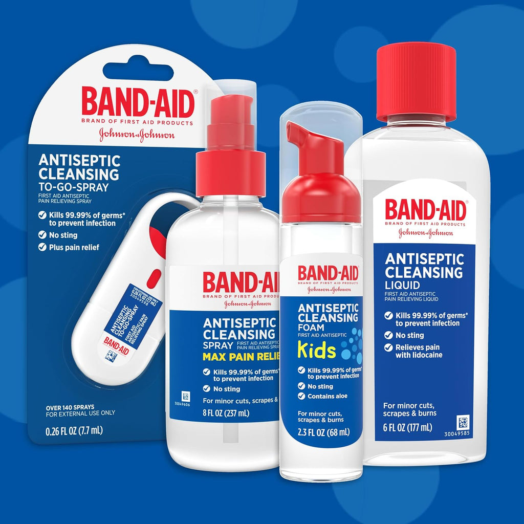 BAND-AID Brand Antiseptic Cleansing Liquid, 6 Fl. Oz | Antimicrobial First Aid Wash for Infection Prevention, Wound Care of Minor Cuts, Scrapes & Burns, Pain Relief with Lidocaine