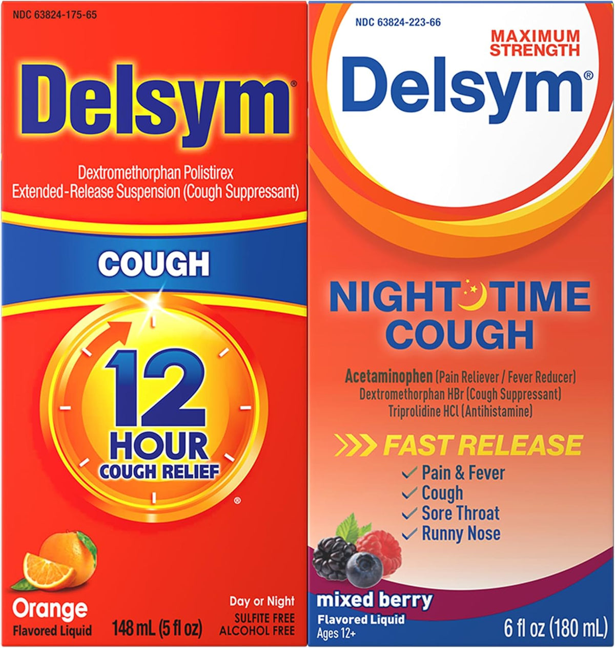 Delsym Day & Night Cough Relief Liquids Combo Pack, 5 FL OZ + 6 FL OZ